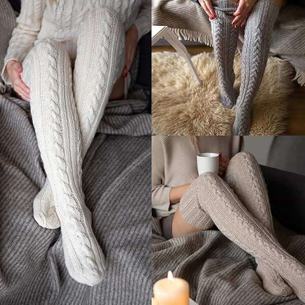 Buauty Women's Cable Knitted Boot Socks Extra Long Thigh High Winter Stockings Over Knee Leg Warmers - Image 6