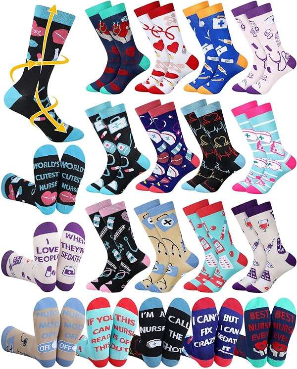 Breathffy 12 Pairs Nurse Compression Socks for Women 15-25 mmHg Circulation Support Socks Appreciation Gifts Bulk for CNA Week Graduation Medical Assistant Doctors Day Gifts - Image 1