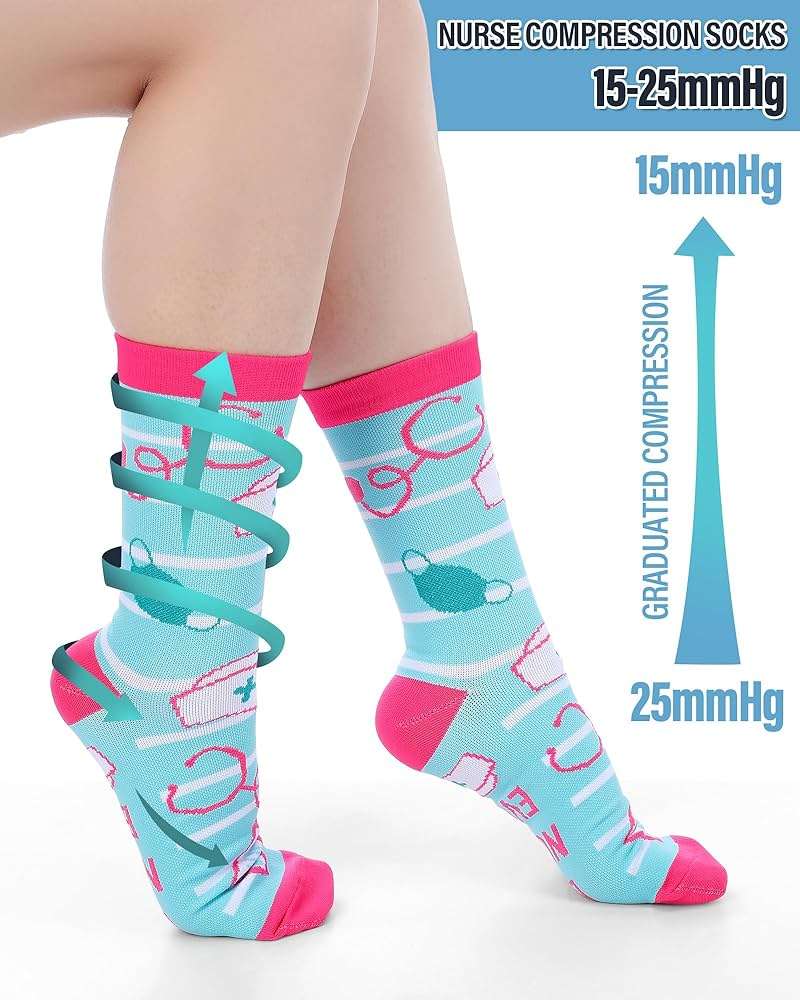 Breathffy 12 Pairs Nurse Compression Socks for Women 15-25 mmHg Circulation Support Socks Appreciation Gifts Bulk for CNA Week Graduation Medical Assistant Doctors Day Gifts - Image 2
