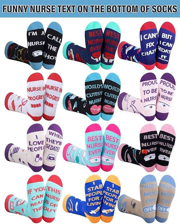 Breathffy 12 Pairs Nurse Compression Socks for Women 15-25 mmHg Circulation Support Socks Appreciation Gifts Bulk for CNA Week Graduation Medical Assistant Doctors Day Gifts - Image 3