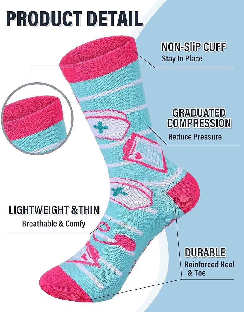 Breathffy 12 Pairs Nurse Compression Socks for Women 15-25 mmHg Circulation Support Socks Appreciation Gifts Bulk for CNA Week Graduation Medical Assistant Doctors Day Gifts - Image 5