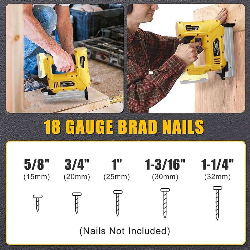 Cordless Nail Gun for DEWALT 20V MAX Battery, 18GA 5/8 to 1-1/4 Inch, 2 in 1 Brad Nailers, Brushless Motor, 2 Mode, Lightweight and Ergonomic for Home Improvement, DIY and Wood Workpieces (Tool Only) - Image 4