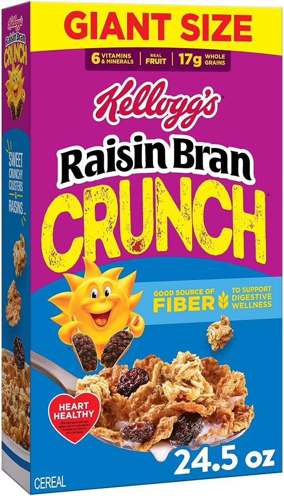 Kellogg's Raisin Bran Crunch Breakfast Cereal, Good Source of Fiber, Giant Size, 24.5 oz - Image 1
