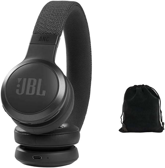 JBL Live 460NC Wireless Noise Cancelling On-Ear Headphones, Bluetooth 5.0, 50H Battery, Hands-Free Calls, Adaptive ANC, Google Assistant & Alexa - Black, Includes Carrying Pouch - Image 2