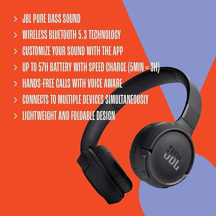 JBL JBLT520BTWHTAM-Z Tune 520BT Wireless on-ear Headphones, White - (Renewed) - Image 6