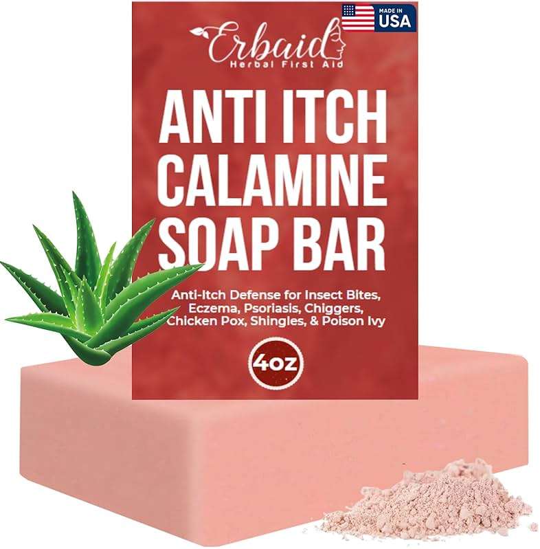 Calamine Soap Bar for Itching – All Natural Instant Itch Relief – Calming Calamine Soap for Itchy Skin, Insect Bite, Eczema, Poison Ivy Rash, Chicken Pox – Pure Raw Anti-Itch Body Wash Made in USA - Image 1