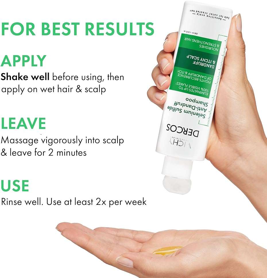 Vichy Dercos Dandruff Shampoo, Antifungal Itchy Scalp Treatment for Men & Women, Clinical Strength Selenium Sulfide, Formulated with Niacinamide & Salicylic Acid, Color Safe, Dermatologist Recommended - Image 9