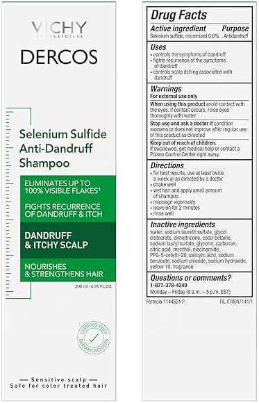 Vichy Dercos Dandruff Shampoo, Antifungal Itchy Scalp Treatment for Men & Women, Clinical Strength Selenium Sulfide, Formulated with Niacinamide & Salicylic Acid, Color Safe, Dermatologist Recommended - Image 11