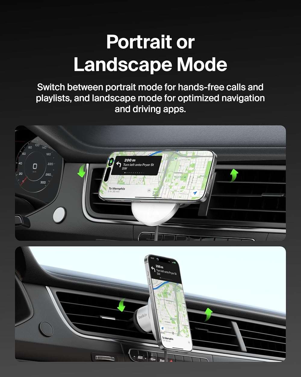 Belkin MagSafe-Compatible Wireless Car Charger 15W, Fast Charging Wireless Charger - Powerful Magnetic Vent Holder for iPhone 17, 16, 15, 14, 13 Series, Pixel 10, Secure Car Phone Mount - White - Image 5