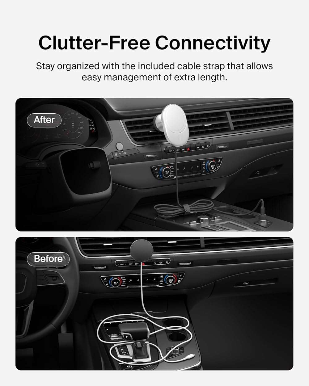 Belkin MagSafe-Compatible Wireless Car Charger 15W, Fast Charging Wireless Charger - Powerful Magnetic Vent Holder for iPhone 17, 16, 15, 14, 13 Series, Pixel 10, Secure Car Phone Mount - White - Image 6