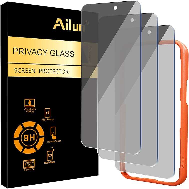 Ailun 3 Pack Privacy Screen Protector for iPhone 16 Pro Max [6.9 inch], Anti Spy Private Tempered Glass Anti-Scratch Case Friendly - Image 1