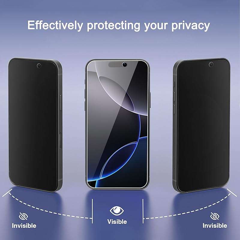 Ailun 3 Pack Privacy Screen Protector for iPhone 16 Pro Max [6.9 inch], Anti Spy Private Tempered Glass Anti-Scratch Case Friendly - Image 2