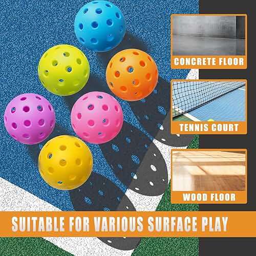 FASIUCHOI 6 Pack Pickle Ball with 40 Holes, Pickleballs High Durability, Outdoor Pickleball Balls with Mesh Bag, Colorful Pickle Balls with Superb Visibility, Consistent Bounce and Stable Flight - Image 6