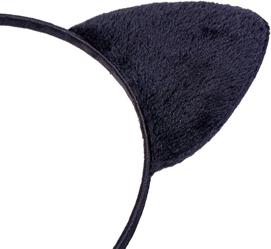Vonokee Velvet Cat Ears Headband,Black Plush Cat Headpiece Cute Cat Costume Accessories for Halloween Party Cosplay and Daily Use - Image 3
