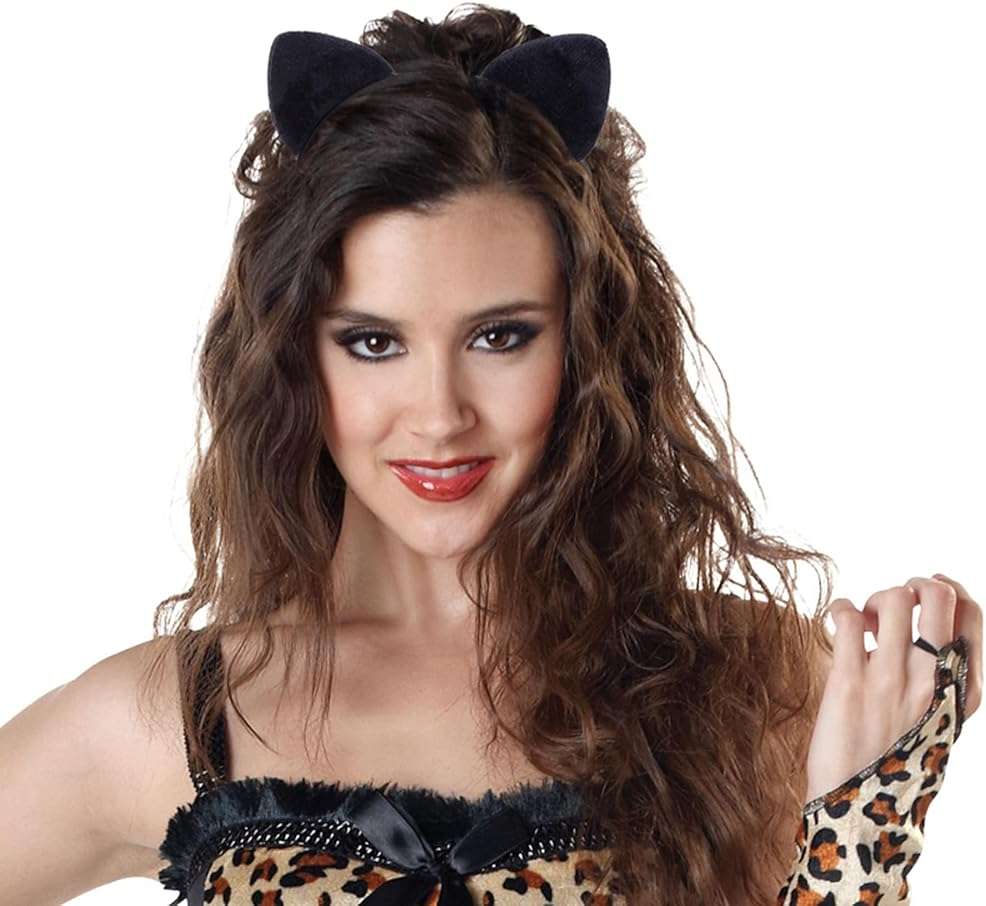 Vonokee Velvet Cat Ears Headband,Black Plush Cat Headpiece Cute Cat Costume Accessories for Halloween Party Cosplay and Daily Use - Image 5