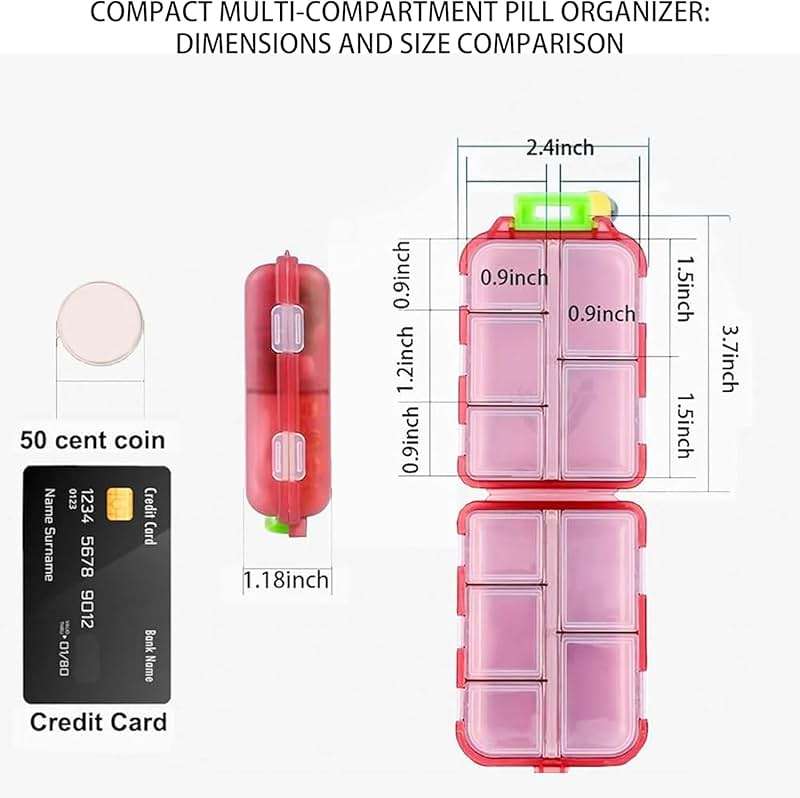 Pill Organizer with Medicine Labels Travel Daily Pill Container Mini Medication Organizer Storage Pill Organizer Travel Essentials Pill Case 7 Day (Pink & 161 Lables) - Image 5