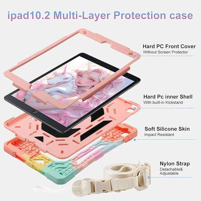 for iPad 9th/ 8th/ 7th Generation Case (iPad 10.2 inch Shockproof Case) with 360 Rotating Grip Magic Stand, Pencil Holder/Keychain/Carrying Shoulder Strap for iPad 10.2 inch - Image 4