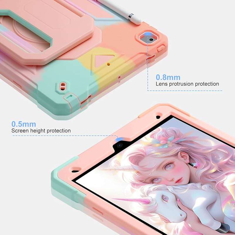 for iPad 9th/ 8th/ 7th Generation Case (iPad 10.2 inch Shockproof Case) with 360 Rotating Grip Magic Stand, Pencil Holder/Keychain/Carrying Shoulder Strap for iPad 10.2 inch - Image 7