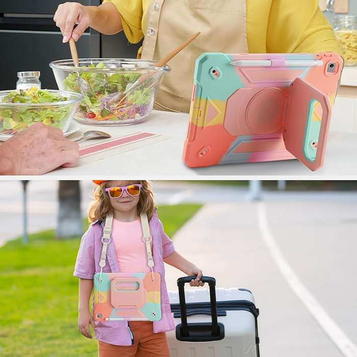 for iPad 9th/ 8th/ 7th Generation Case (iPad 10.2 inch Shockproof Case) with 360 Rotating Grip Magic Stand, Pencil Holder/Keychain/Carrying Shoulder Strap for iPad 10.2 inch - Image 8