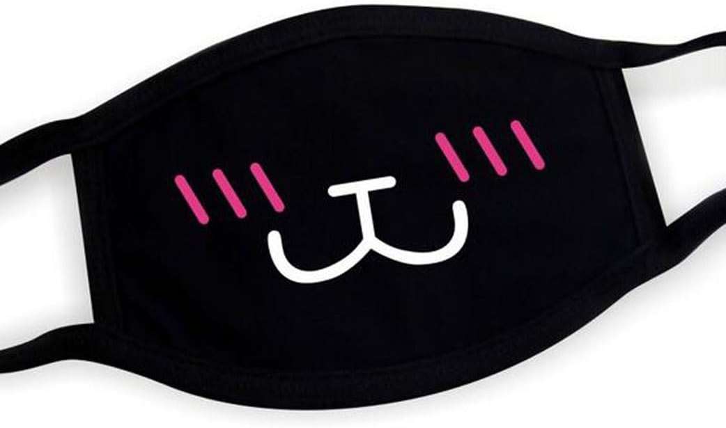 Suplove Unisex Cartoon Mouth Mask Reusable Face Masks 2 Pack Washable Cotton Face Protection for Adult Teens (2, Black10) - Image 1