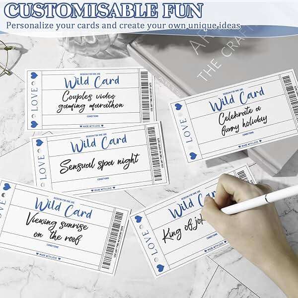 JULEASEL Love Coupon Book for Him - Romantic Love Gifts for Husband Boyfriend, 20 Fun Love Coupons +10 Blank Wild Cards- Couples Gifts for Anniversaries, Birthdays, Valentine's Day & More! - Image 5