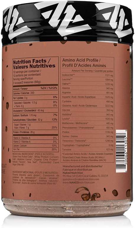Naked Oats - Double Chocolate Overnight Oats, 20g Grass-Fed Protein, Gluten-Free Oatmeal Instant Breakfast or Shake, High Protein Oatmeal, High Fiber Breakfast Shake, Non GMO, No Soy - 12 Servings - Image 2