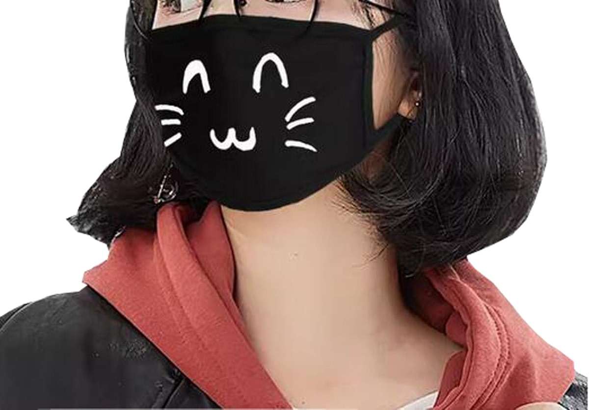 Suplove Unisex Cartoon Mouth Mask Reusable Face Masks 2 Pack Washable Cotton Face Protection for Adult Teens (2, Black11) - Image 6