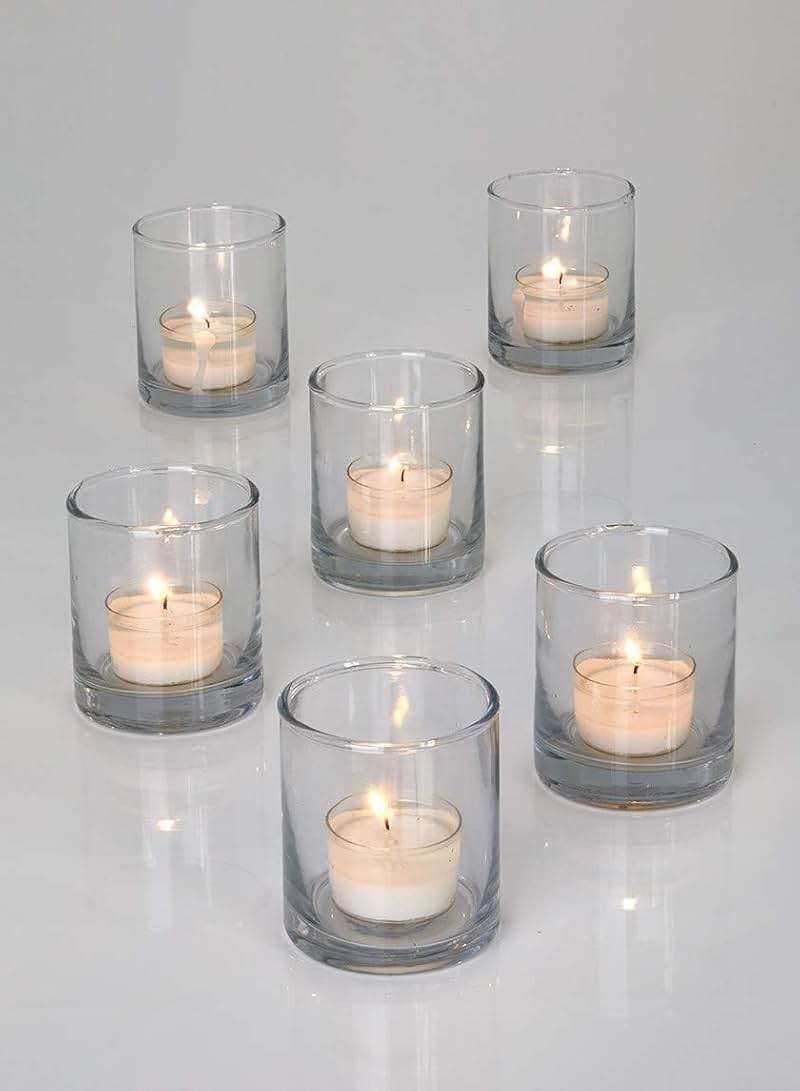 Serene Spaces Living Set of 36 Clear Glass Votive Candle Holders, Ideal for Wedding Decorations, Parties, Events, Christmas Dinner Tablescape, 3" Tall and 2.5" Diameter - Image 3