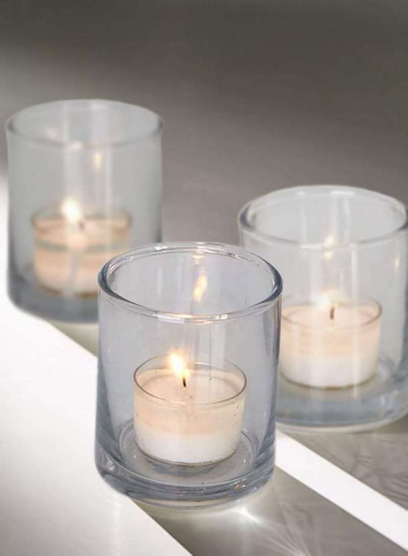Serene Spaces Living Set of 36 Clear Glass Votive Candle Holders, Ideal for Wedding Decorations, Parties, Events, Christmas Dinner Tablescape, 3" Tall and 2.5" Diameter - Image 4