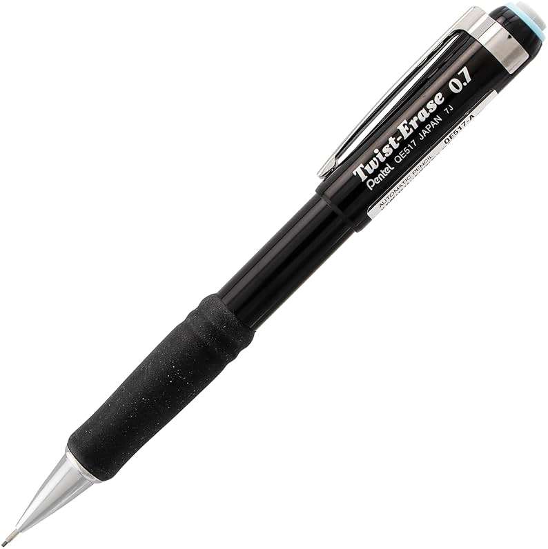 Pentel Twist-Erase III Mechanical Pencil, (0.7mm), Medium Line, Black Barrel, Pack of 4 (QE517BP4A) - Image 2