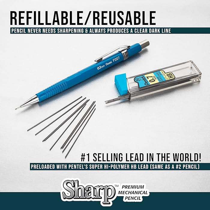 Pentel Sharp Mechanical Pencil, (0.5mm), Fine Line, Black Barrel, Pack of 4 (P205PF4A) - Image 5