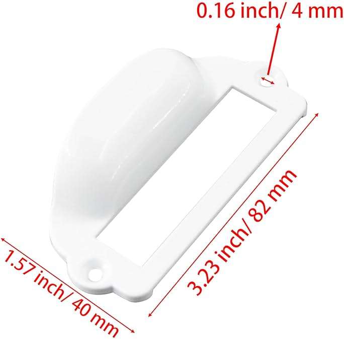 Adyoney 6Pcs White Square 3-1/4" x 1-5/8" (82x40mm) Card Slot Handle, Antique Chinese Medicine Cabinet Pull, for Office Furniture Cupboard Cabinet, Holder Drawer, Label Tag Frames - Image 3