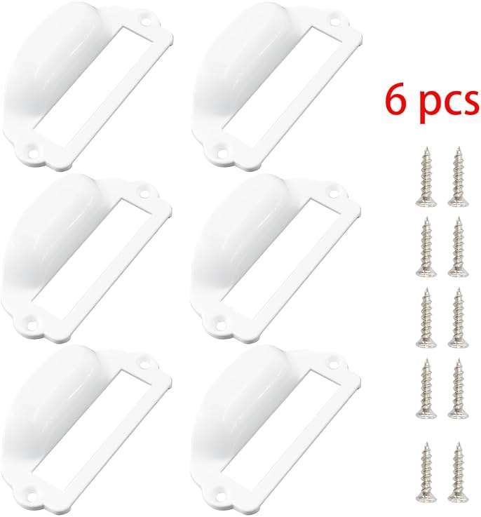 Adyoney 6Pcs White Square 3-1/4" x 1-5/8" (82x40mm) Card Slot Handle, Antique Chinese Medicine Cabinet Pull, for Office Furniture Cupboard Cabinet, Holder Drawer, Label Tag Frames - Image 4