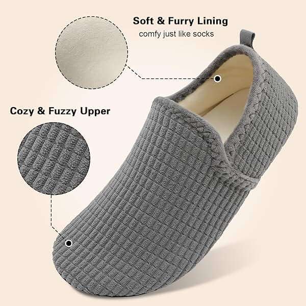 Spesoul Slippers for Women Men Furry Indoor House Shoes Soft Rubber Sole Slipper Socks Slip On House Slippers for Bedroom Home Office Travel Yoga - Image 4