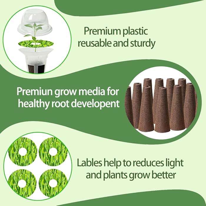 67 Seed Pod Kit for Aerogarden, Hydroponics Accessories for System Compatible with Hydroponics Supplies from All Brands, 12 Grow Sponges, 12 Grow Baskets, 12 Domes, 30 Pod Labels, 1 Tweezer (67 Pcs) - Image 3