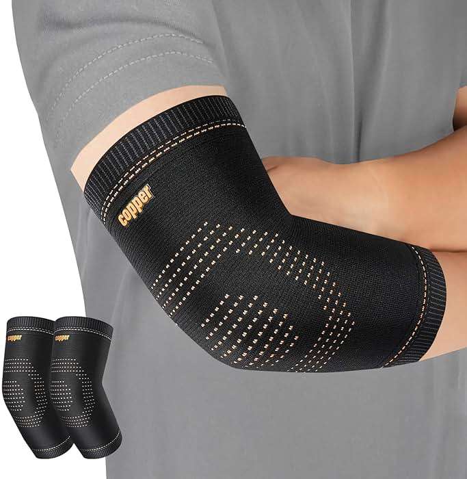 Vlela Copper Elbow Sleeve,Elbow Compression Sleeve, Elbow Brace For Tendonitis and Tennis Elbow,Golfers, Arthritis, Bursitis. Elbow Pain Relief,Weightlifting, Fit for Men & Women - Image 1