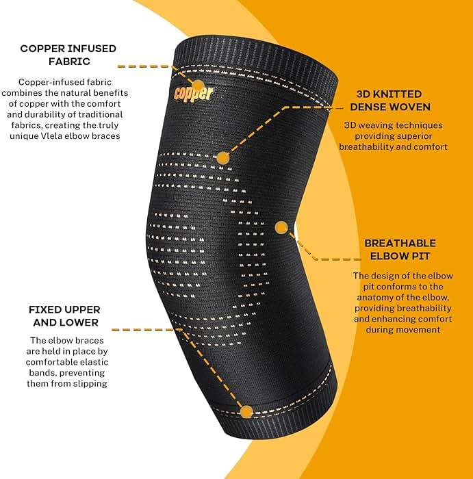 Vlela Copper Elbow Sleeve,Elbow Compression Sleeve, Elbow Brace For Tendonitis and Tennis Elbow,Golfers, Arthritis, Bursitis. Elbow Pain Relief,Weightlifting, Fit for Men & Women - Image 2