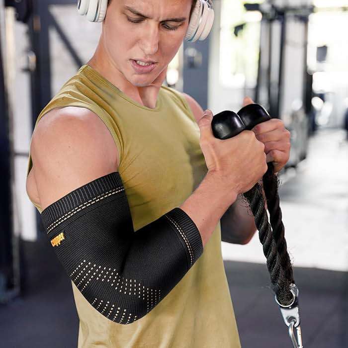 Vlela Copper Elbow Sleeve,Elbow Compression Sleeve, Elbow Brace For Tendonitis and Tennis Elbow,Golfers, Arthritis, Bursitis. Elbow Pain Relief,Weightlifting, Fit for Men & Women - Image 5