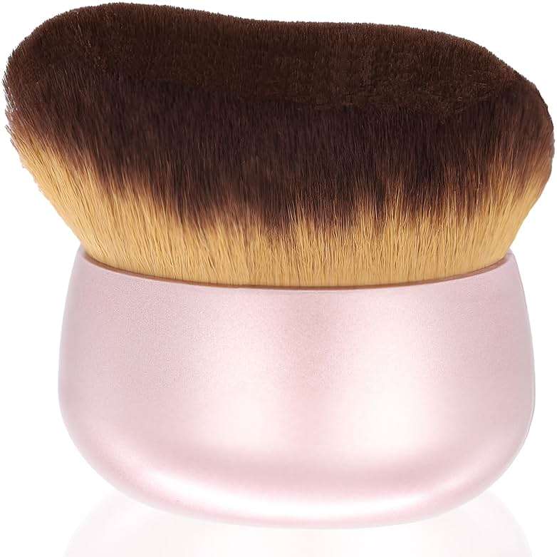 Extra Large Body Makeup Brush For Self Tanner, Leg Makeup &Bronzer Blend,75 mm Wide-headed Kabuki Brush Provides More Even &Pretty Application, Oval Face&Back Makeup Brush, Wet&Dry Use- Pink Rose Gold - Image 1