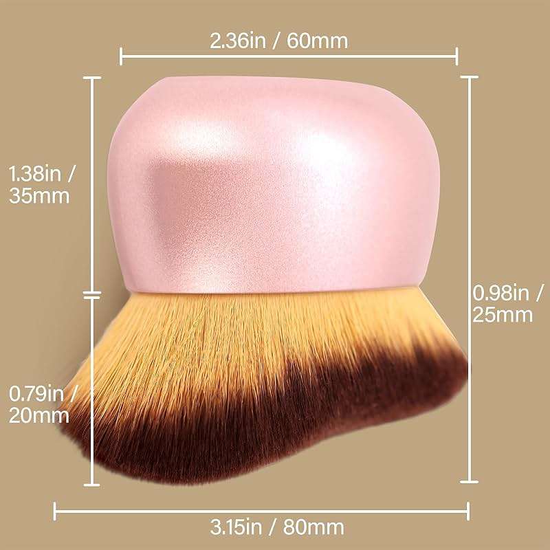 Extra Large Body Makeup Brush For Self Tanner, Leg Makeup &Bronzer Blend,75 mm Wide-headed Kabuki Brush Provides More Even &Pretty Application, Oval Face&Back Makeup Brush, Wet&Dry Use- Pink Rose Gold - Image 2