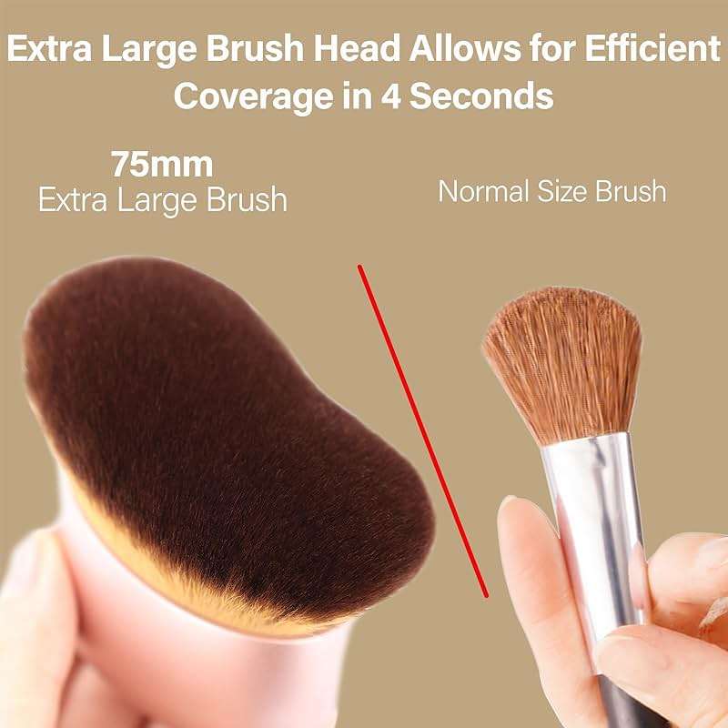 Extra Large Body Makeup Brush For Self Tanner, Leg Makeup &Bronzer Blend,75 mm Wide-headed Kabuki Brush Provides More Even &Pretty Application, Oval Face&Back Makeup Brush, Wet&Dry Use- Pink Rose Gold - Image 3