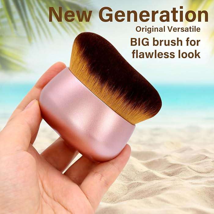 Extra Large Body Makeup Brush For Self Tanner, Leg Makeup &Bronzer Blend,75 mm Wide-headed Kabuki Brush Provides More Even &Pretty Application, Oval Face&Back Makeup Brush, Wet&Dry Use- Pink Rose Gold - Image 5