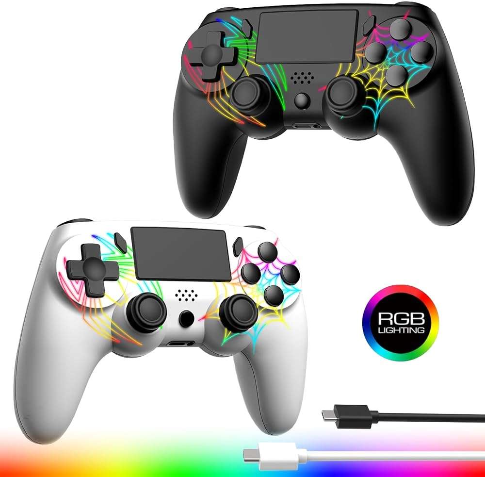 DEFNDR 2 Pack Wireless Controller for PS4 - RGB LED Controller for PlayStation 4/Pro/Slim/PC with 1000mAh Battery,Adjustable RGB,Dual Vibration,6-Axis Gyro,Built-in Speaker - Image 1