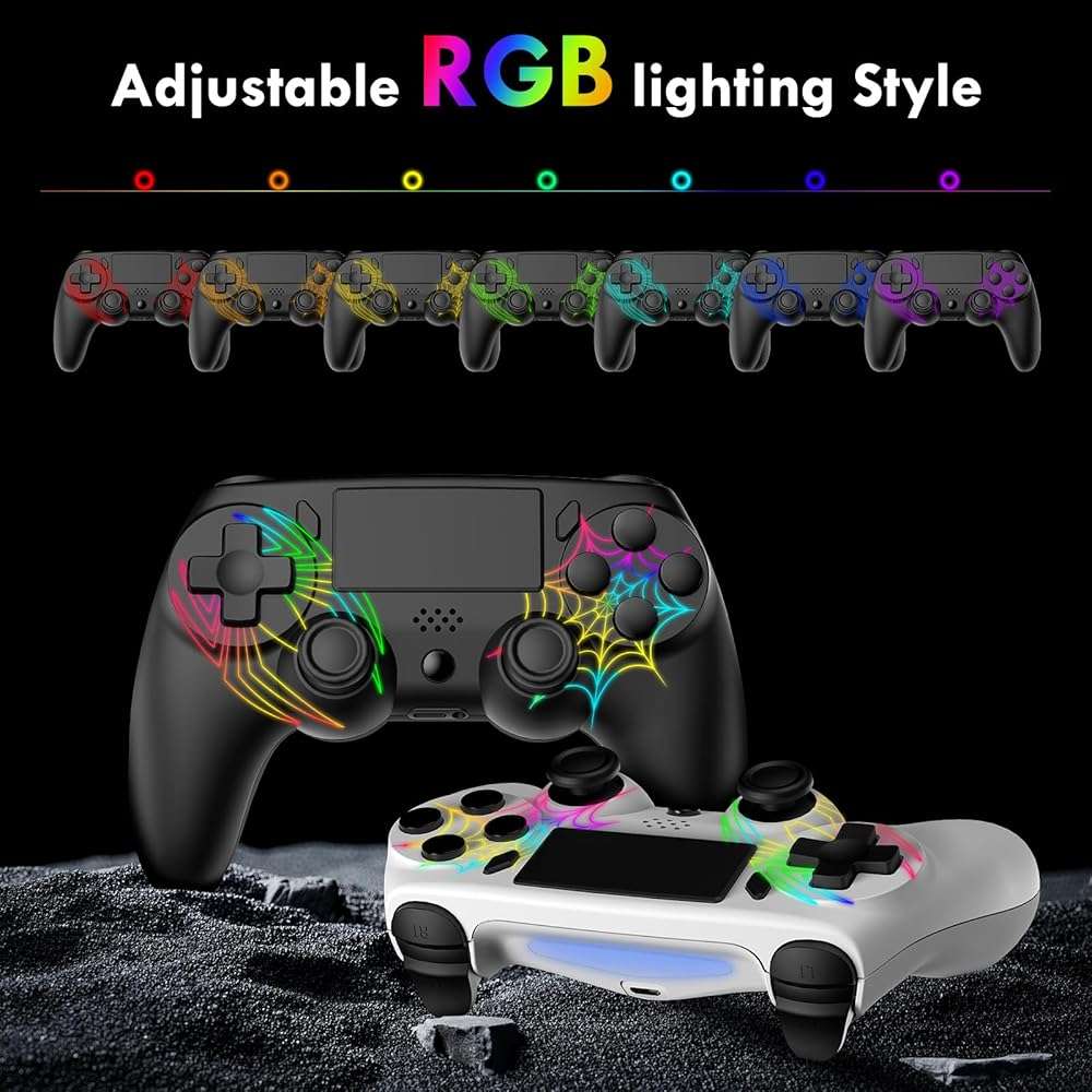 DEFNDR 2 Pack Wireless Controller for PS4 - RGB LED Controller for PlayStation 4/Pro/Slim/PC with 1000mAh Battery,Adjustable RGB,Dual Vibration,6-Axis Gyro,Built-in Speaker - Image 2