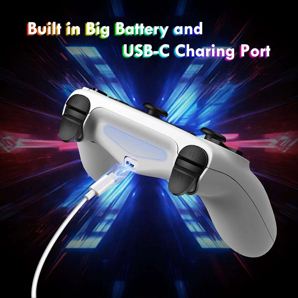 DEFNDR 2 Pack Wireless Controller for PS4 - RGB LED Controller for PlayStation 4/Pro/Slim/PC with 1000mAh Battery,Adjustable RGB,Dual Vibration,6-Axis Gyro,Built-in Speaker - Image 5