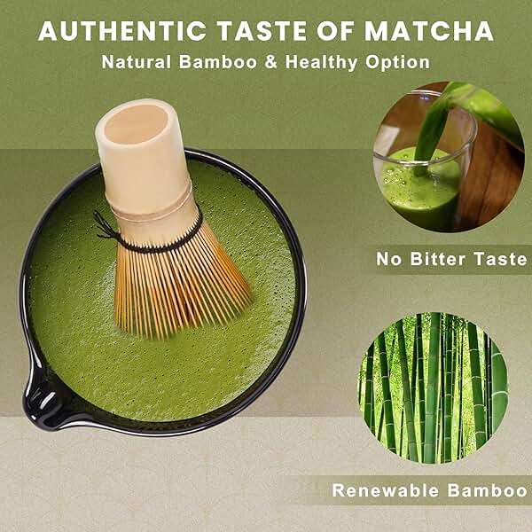 Matcha Whisk Set, Ceramic Matcha Set Includes Matcha Bowl, Matcha Whisk (Chasen) and Holder, Sifter, Bamboo Scoop & Spoon - 6 Pcs Matcha Kit for Matcha Lovers Black - Image 3