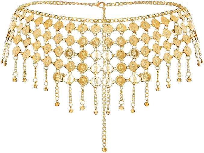 Topbuti Coins Belly Dance Hip Scarf Belt Belly Dancing Coins Skirts Chain Belt for Bellydance Halloween Costume Accessory - Image 1