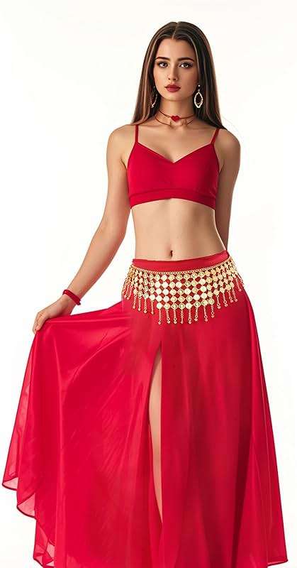 Topbuti Coins Belly Dance Hip Scarf Belt Belly Dancing Coins Skirts Chain Belt for Bellydance Halloween Costume Accessory - Image 2