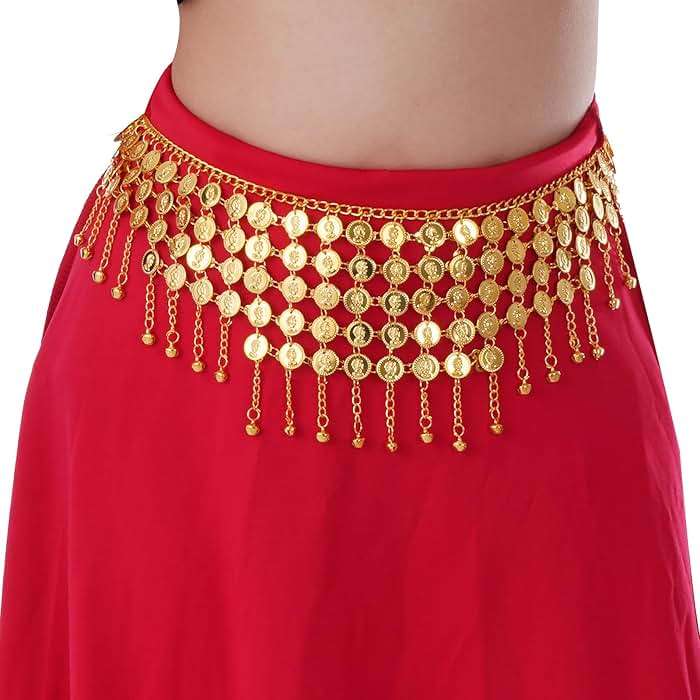 Topbuti Coins Belly Dance Hip Scarf Belt Belly Dancing Coins Skirts Chain Belt for Bellydance Halloween Costume Accessory - Image 6