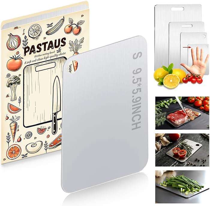 Stainless Steel Cutting board, Double sided Steel Cutting boards for Kitchen Meat vegetables & fruits Chopping board Easy to Clean (Mini Size)（9.5 × 5.9in） - Image 1